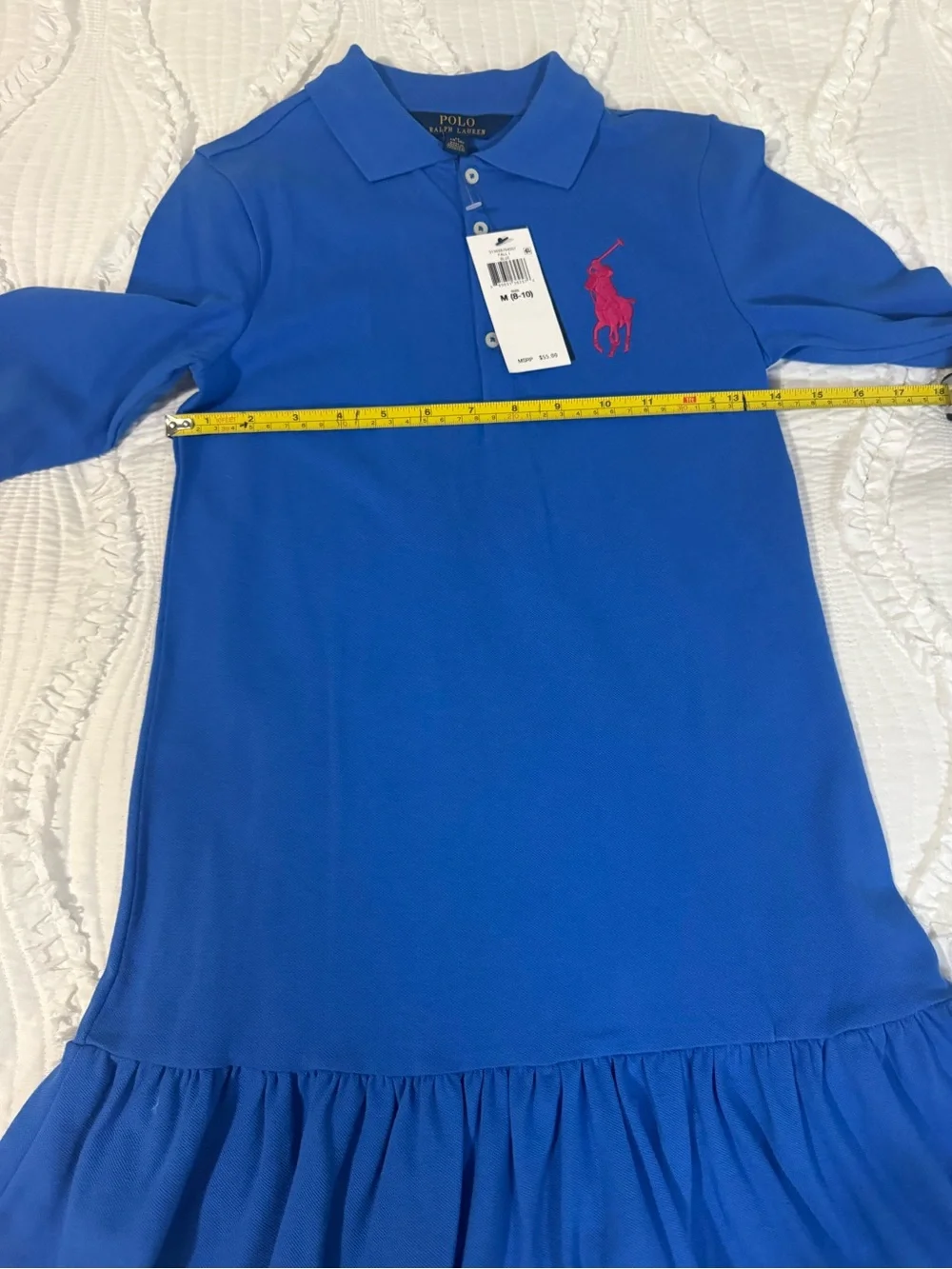 Polo by Ralph Lauren Royal Blue Long-Sleeve Polo Dress with Red Pony